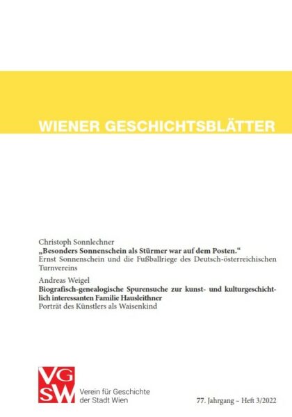 Heft 3/2022 Verein für Geschichte der Stadt Wien